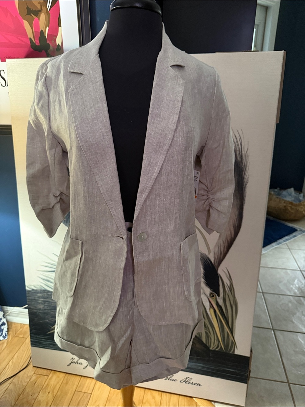 Karen Kane Light Beige Linen Blend Blazer
